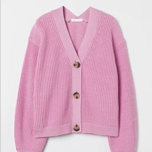 H&M Pink Rib-Knit Cardigan with Buttons